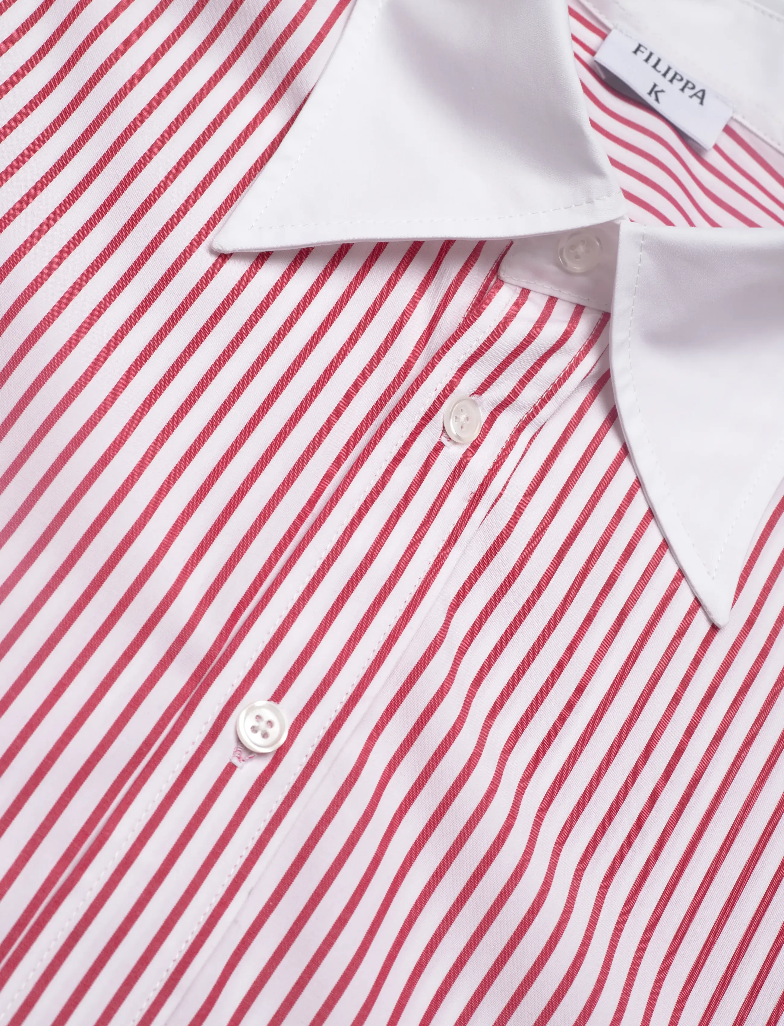 Filippa K - Striped Cotton Shirt - långärmade skjortor - white/dark - 2