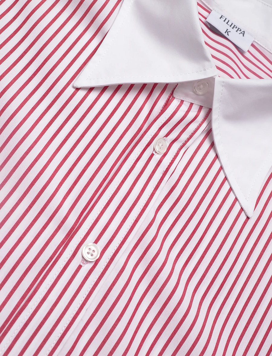 Filippa K - Striped Cotton Shirt - långärmade skjortor - white/dark - 2