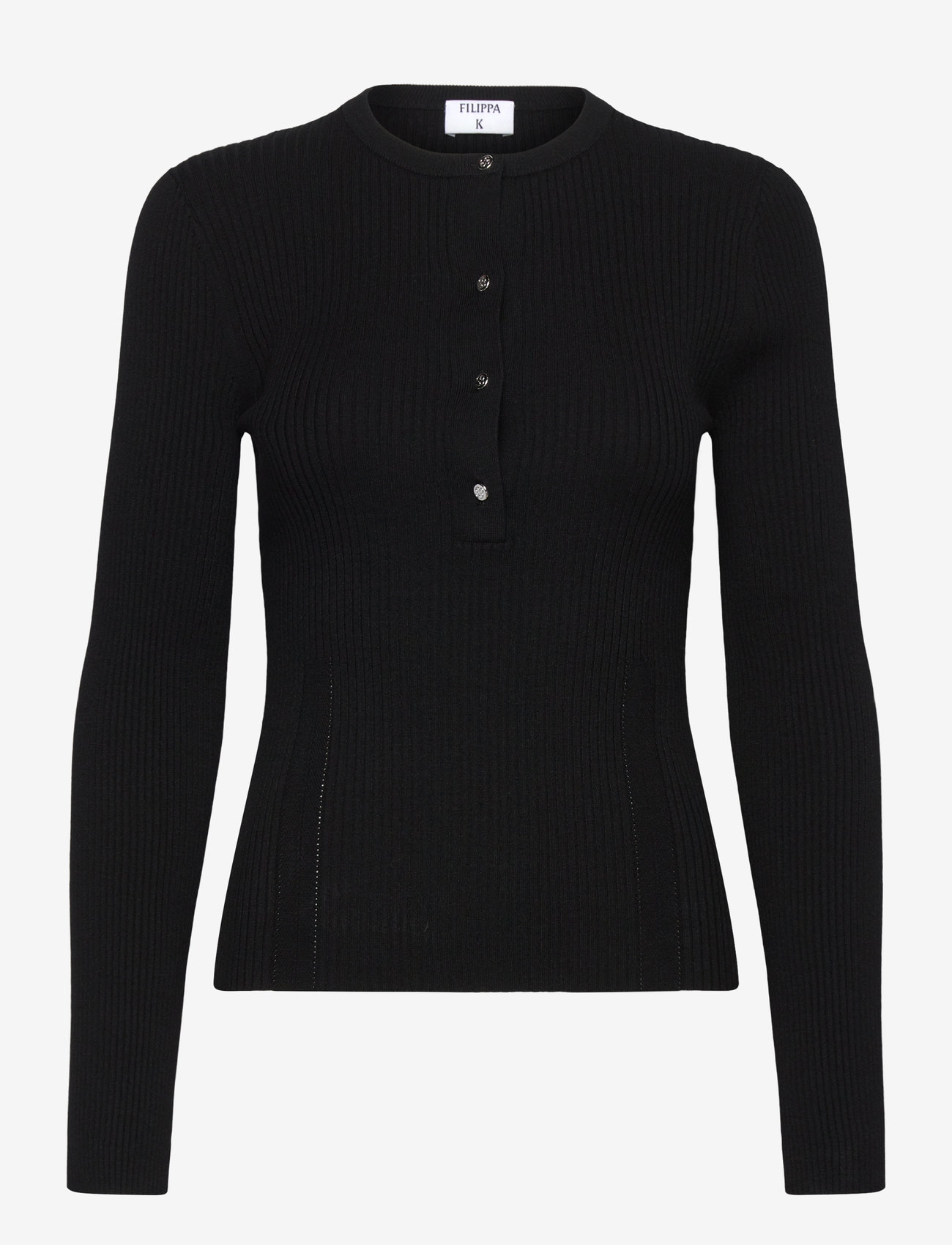 Filippa K - Ribbed Knit Henley - jumpers - black - 0