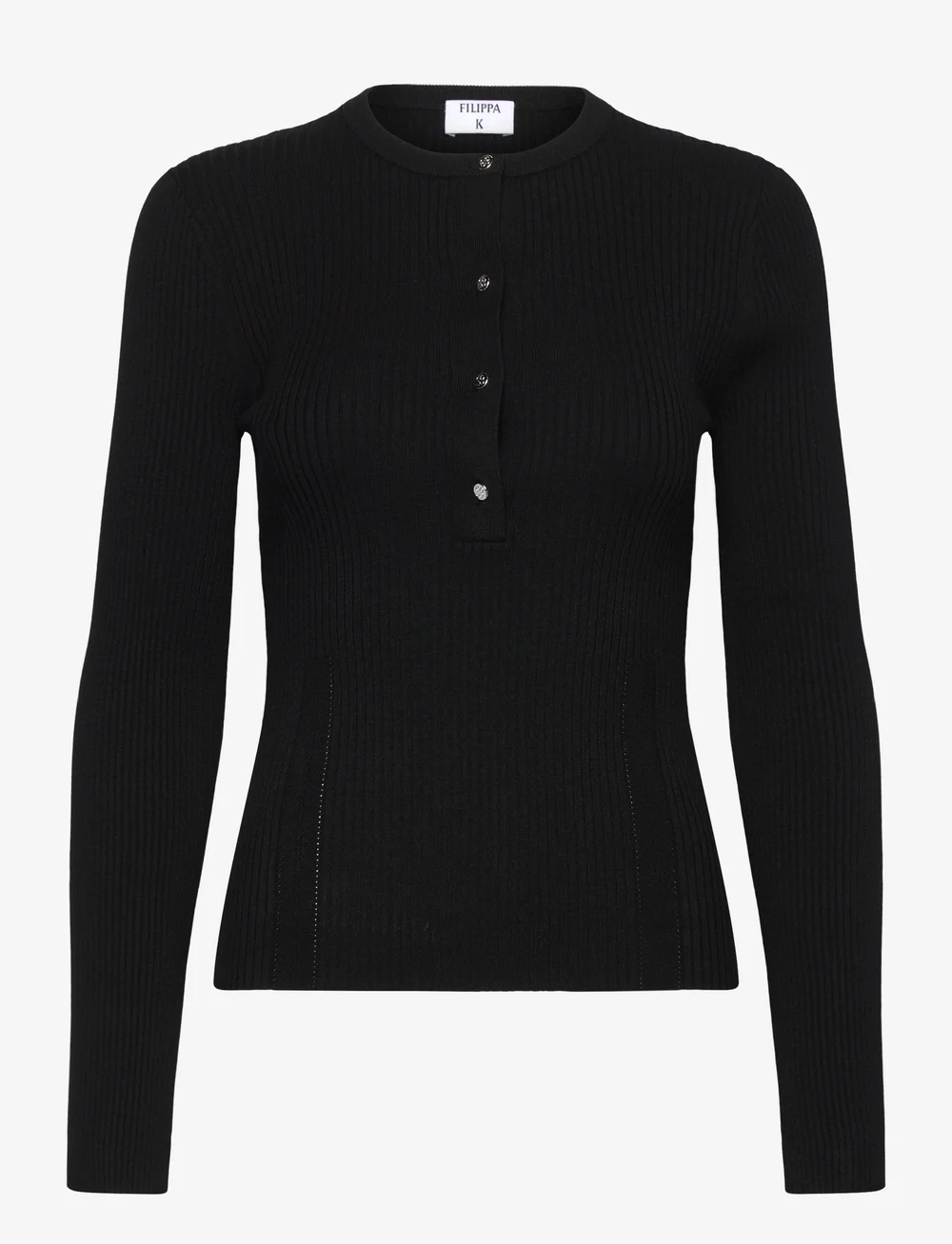 Filippa K - Ribbed Knit Henley - sviitrid - black - 0