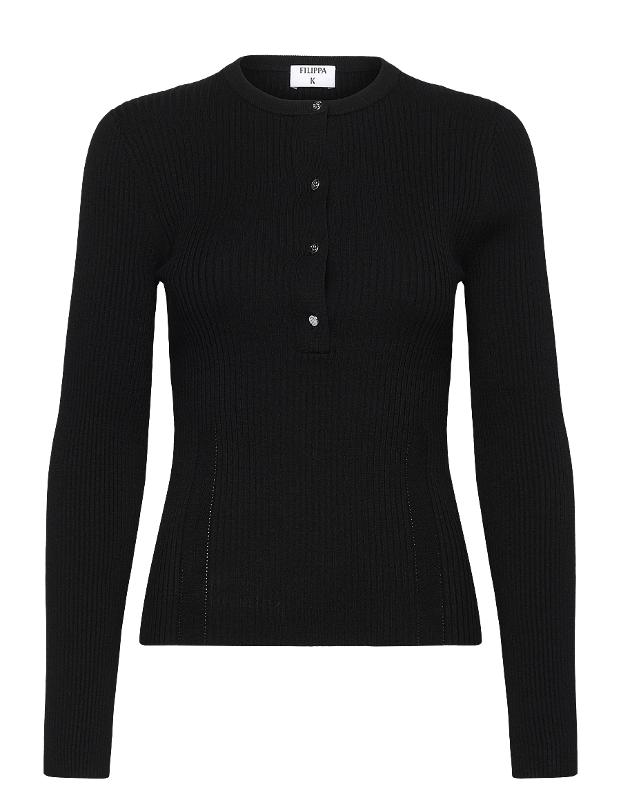 Filippa K - Ribbed Knit Henley - black - 0