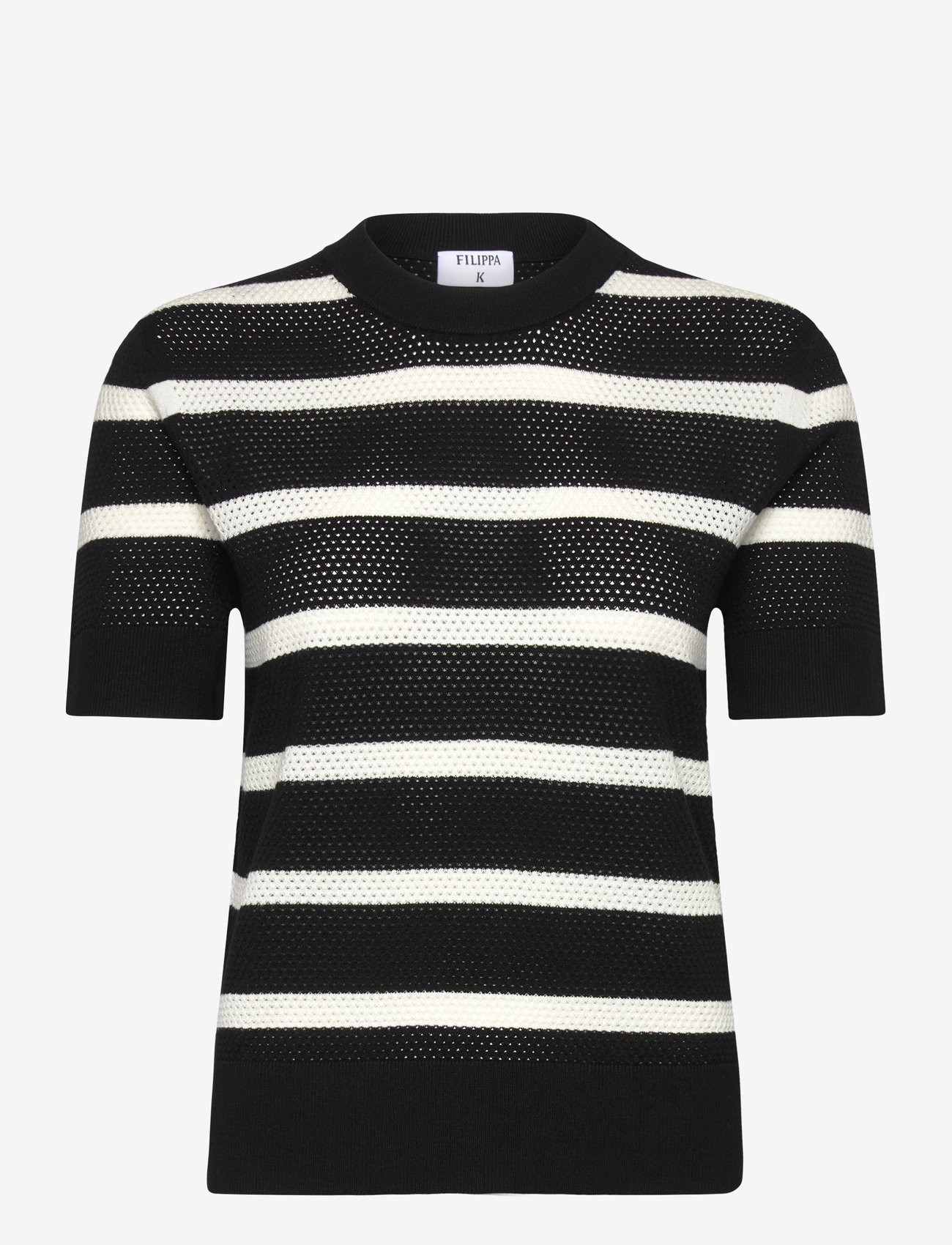 Filippa K - Striped Mesh Tee - efterårstøj - black - 0