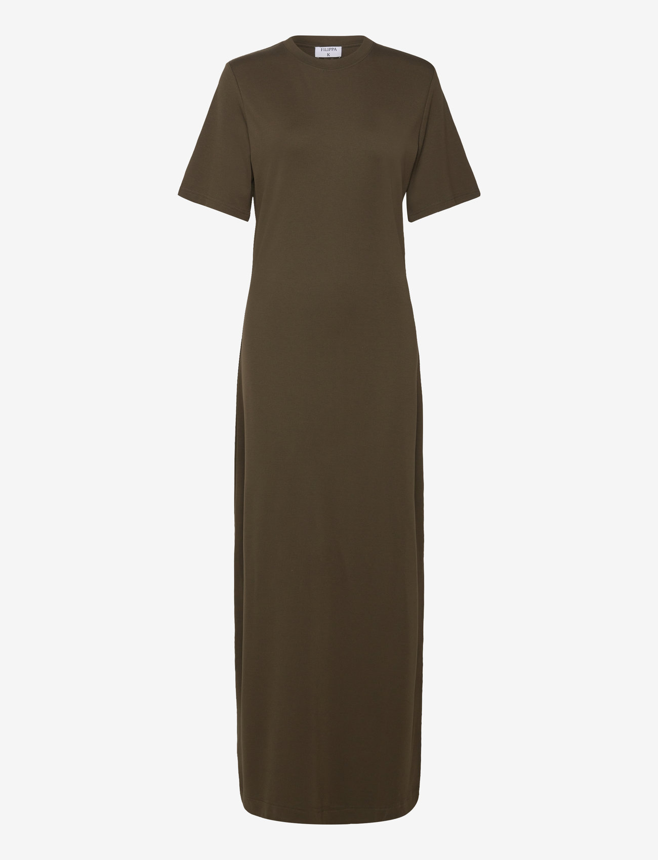 Filippa K - Long T-Shirt Dress - t-shirt dresses - dark khaki - 0