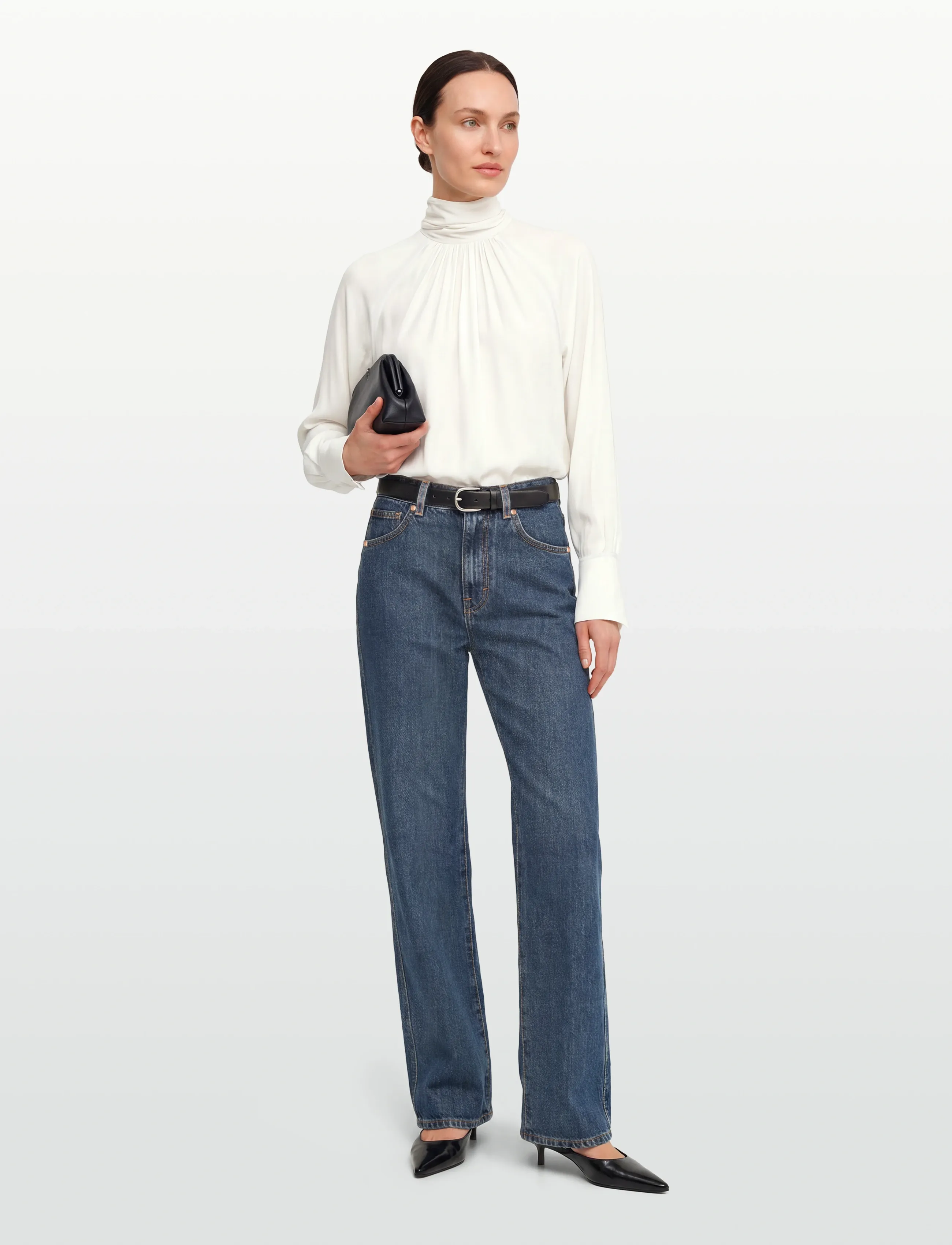 Filippa K High Waisted Cropped Jeans - Jeans - WASHED MID BLUE / blue