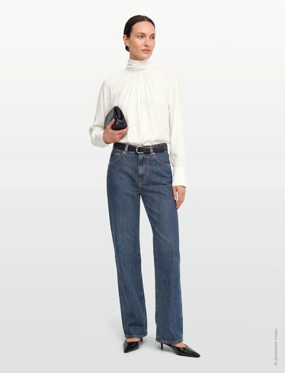 Filippa K High Waisted Cropped Jeans - Jeans - WASHED MID BLUE / blue