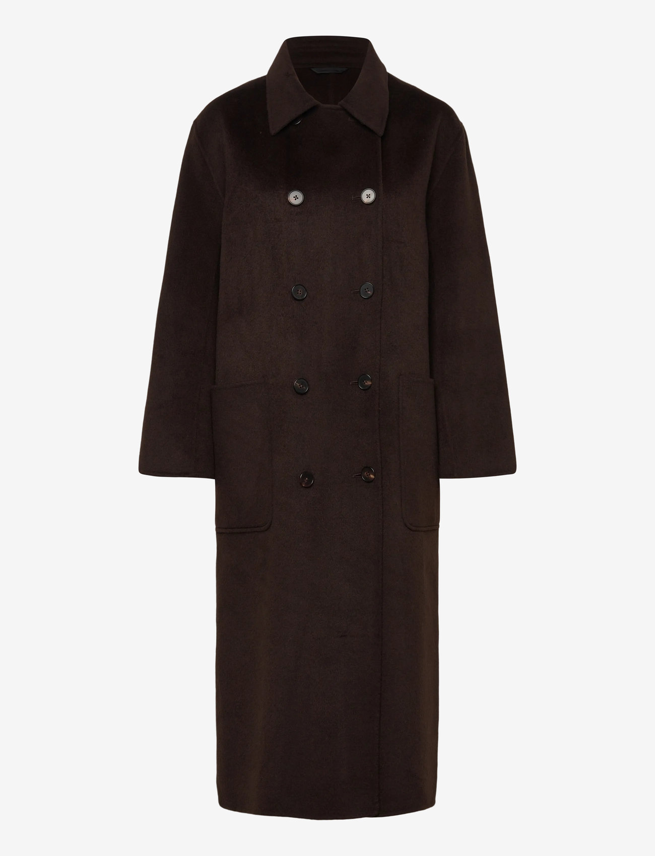 Filippa K - Amelia Doublé Coat - wollmäntel - dark chocolate - 0