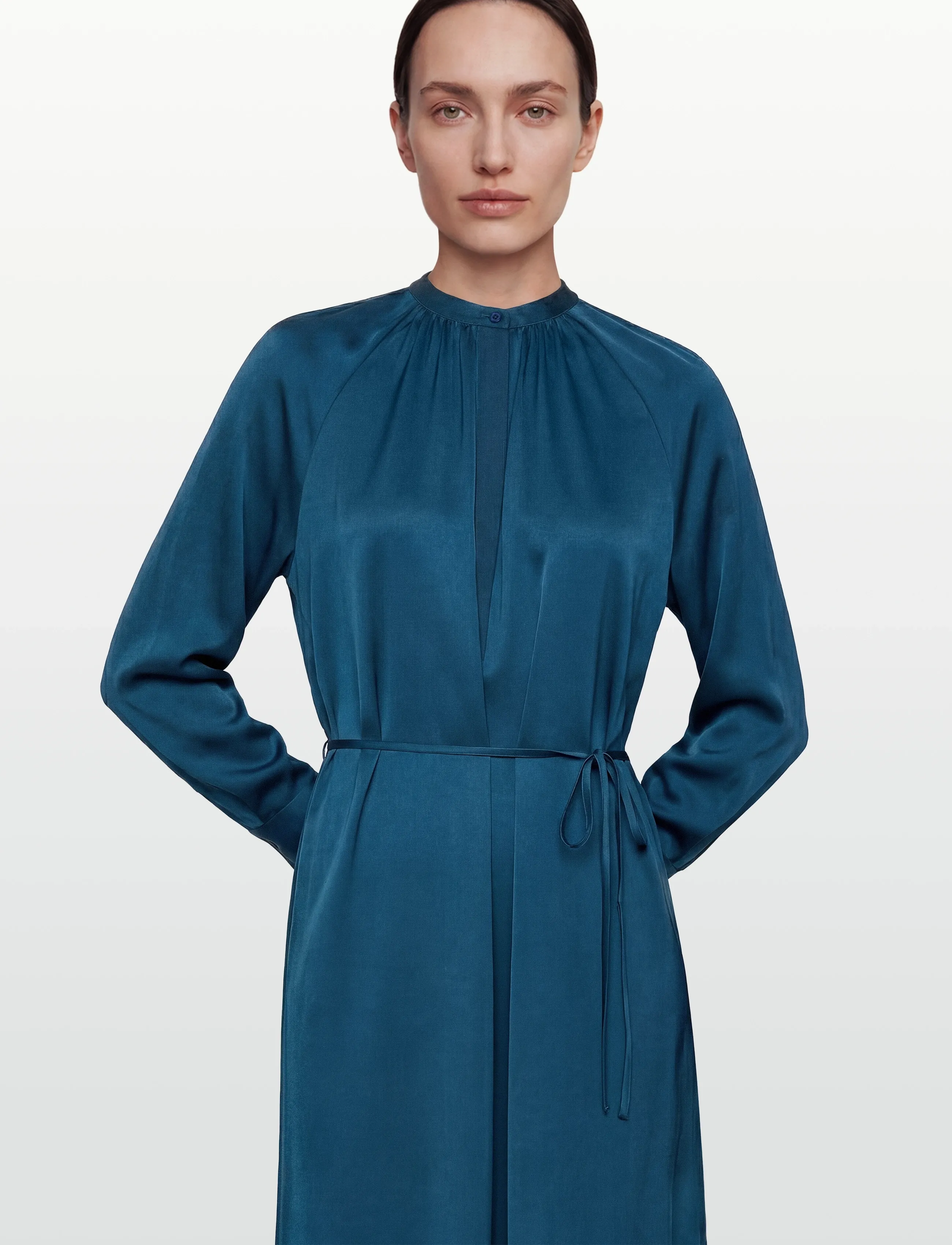 Filippa K - Gathered Raglan Dress - maxiklänningar - night teal - 5