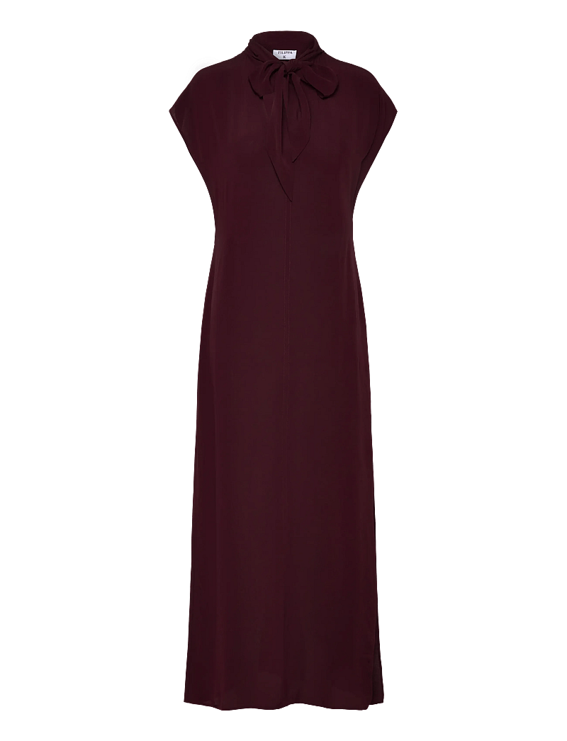 Filippa K - Long Tie-neck Dress - midi-kleider - dark burgundy - 0