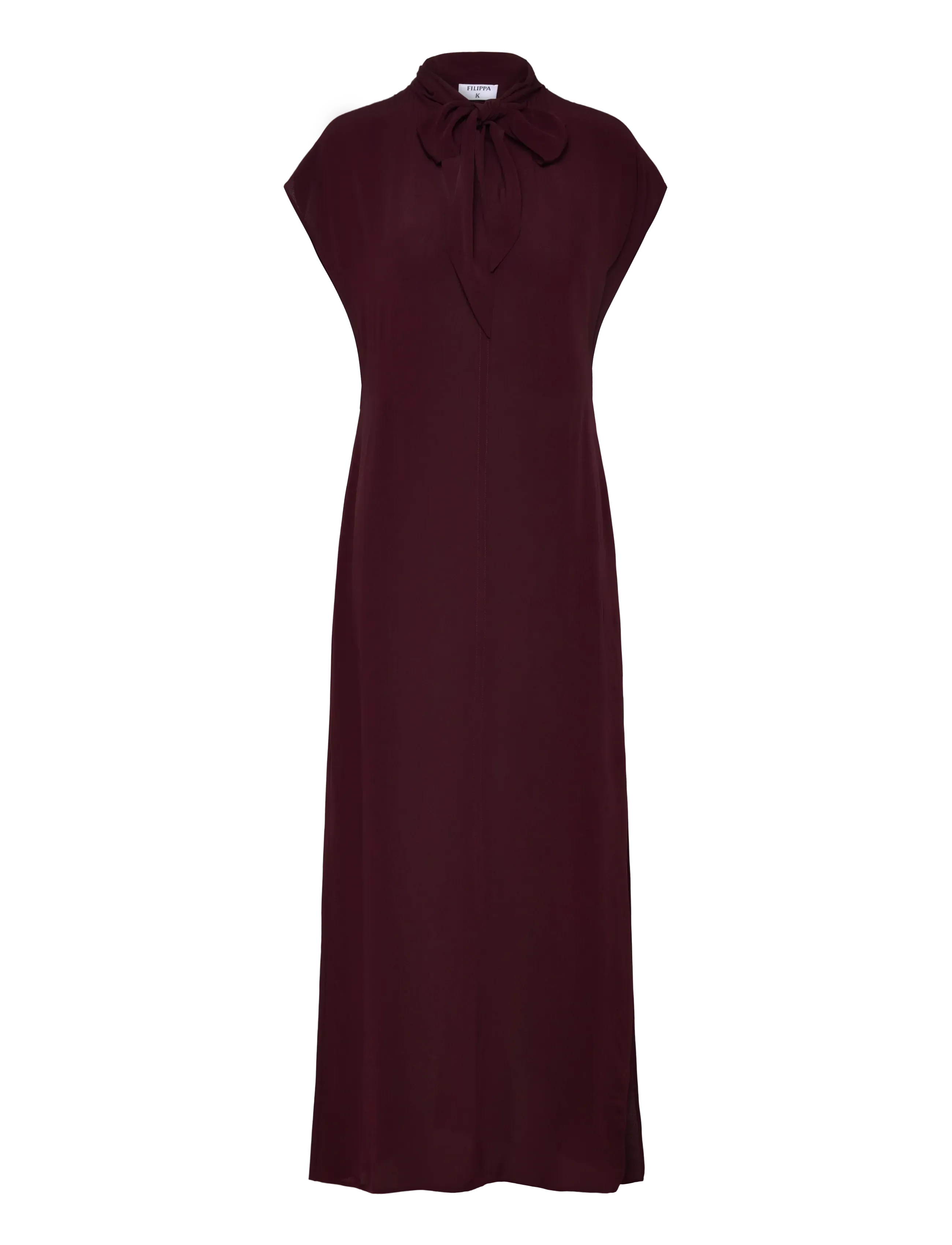 Filippa K Long Tie-neck Dress - Kjoler - DARK BURGUNDY / burgundy
