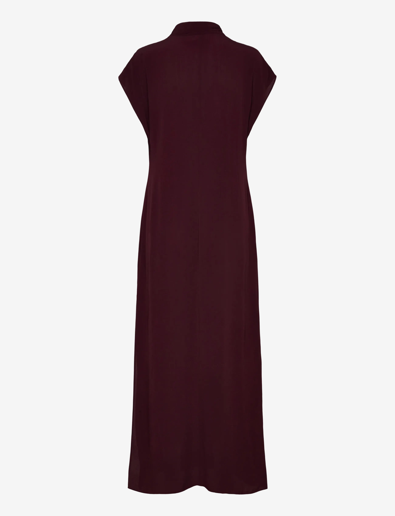 Filippa K - Long Tie-neck Dress - midi kjoler - dark burgundy - 1