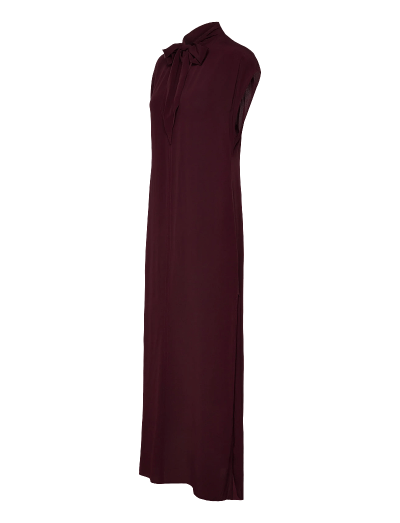 Filippa K - Long Tie-neck Dress - midi-kleider - dark burgundy - 2