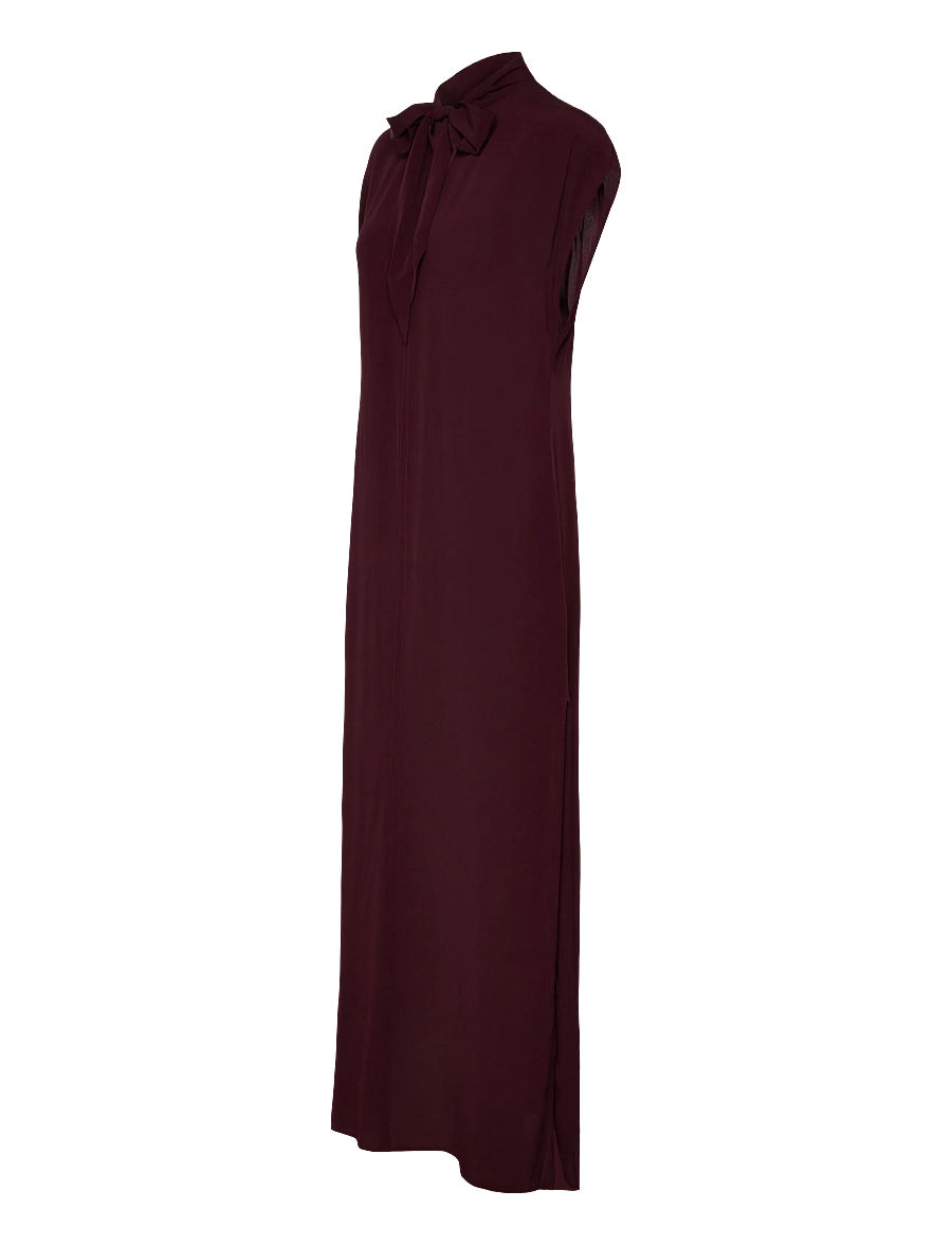 Filippa K - Long Tie-neck Dress - midi-kleider - dark burgundy - 2