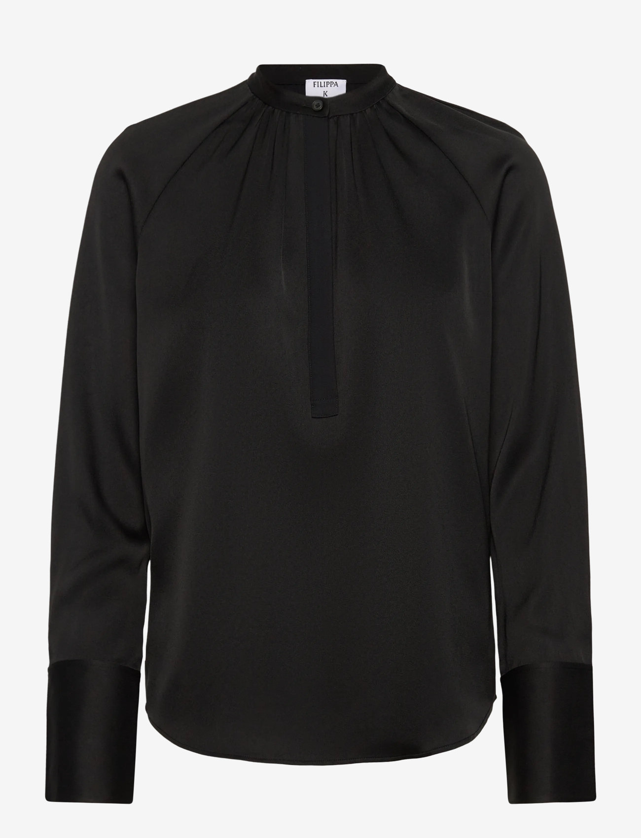 Filippa K - Gathered Raglan Blouse - long sleeved blouses - black - 0