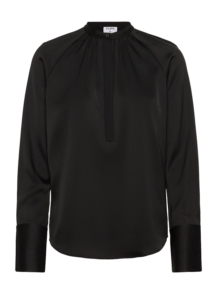 Filippa K - Gathered Raglan Blouse - blouses à manches longues - black - 0