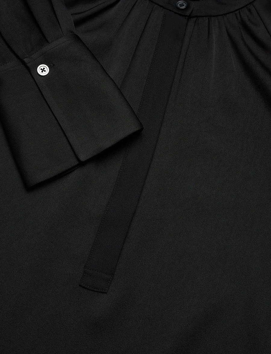 Filippa K - Gathered Raglan Blouse - blouses à manches longues - black - 2