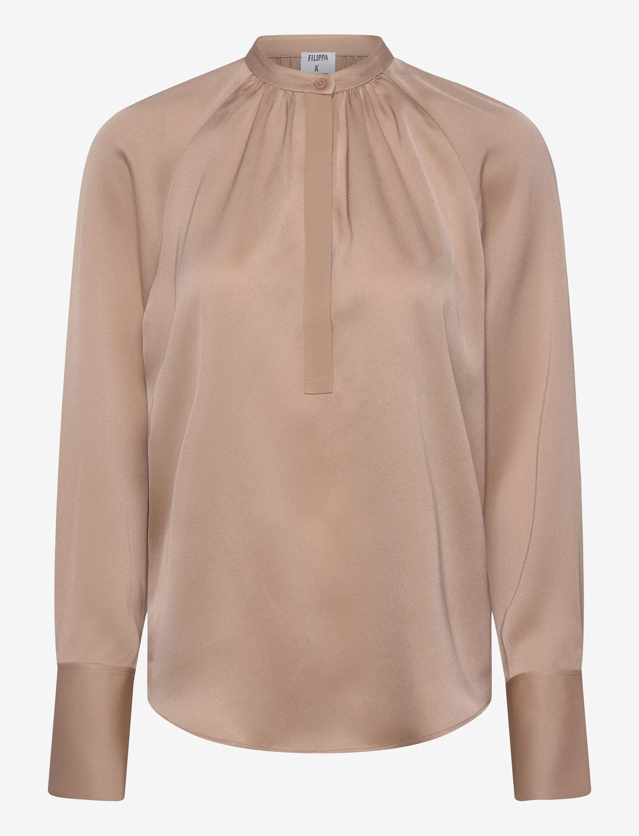 Filippa K - Gathered Raglan Blouse - långärmade blusar - dusty pink - 0