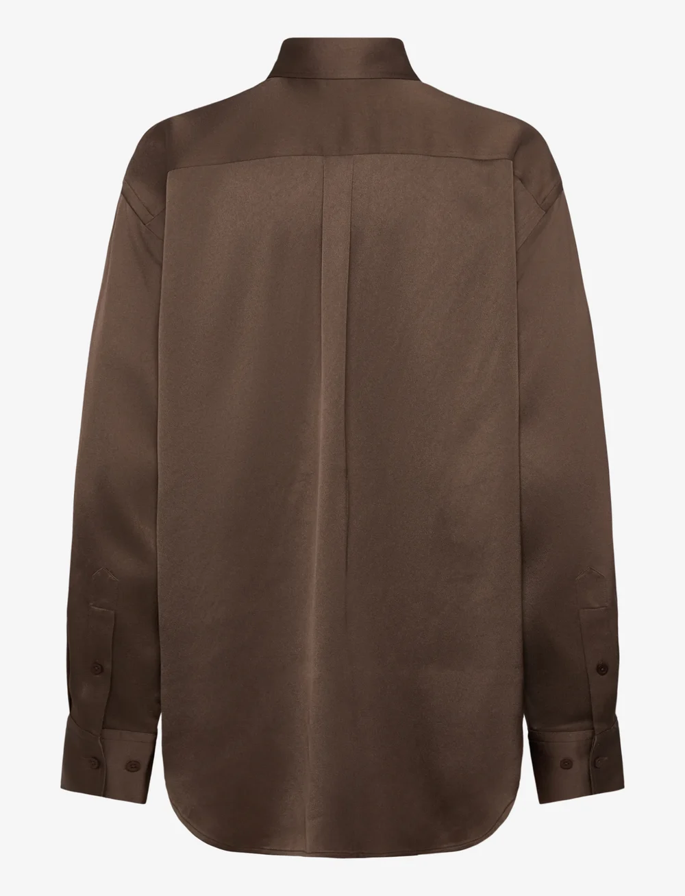 Filippa K - Satin Shirt - långärmade blusar - oak brown - 1