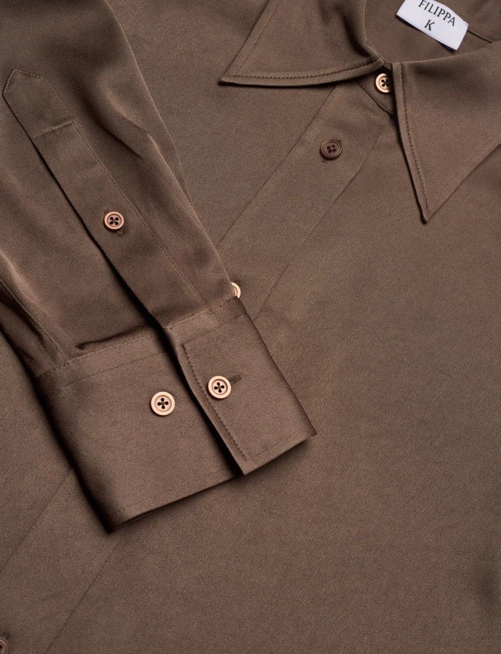 Filippa K - Satin Shirt - långärmade blusar - oak brown - 2