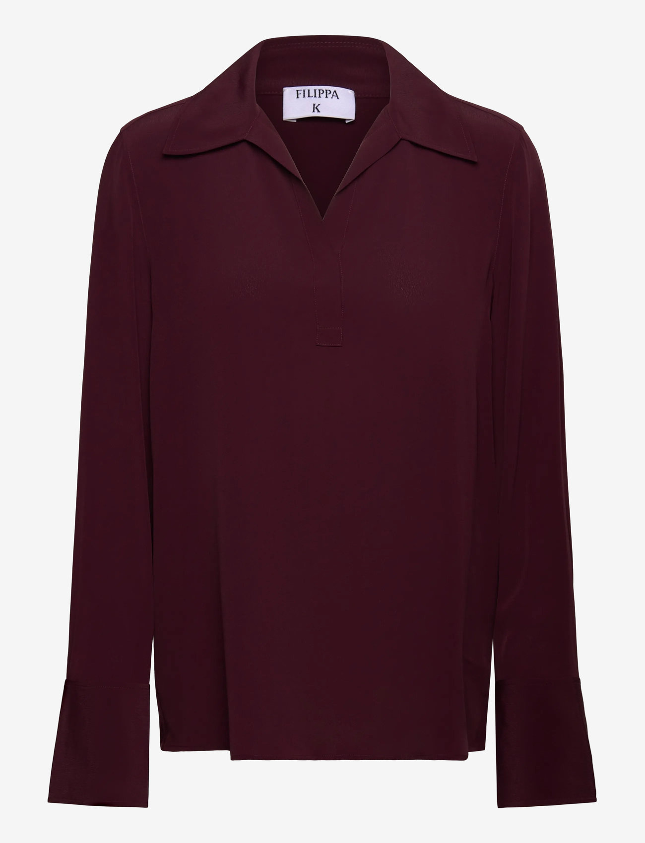 Filippa K - Half Placket Blouse - langärmlige blusen - dark burgundy - 0