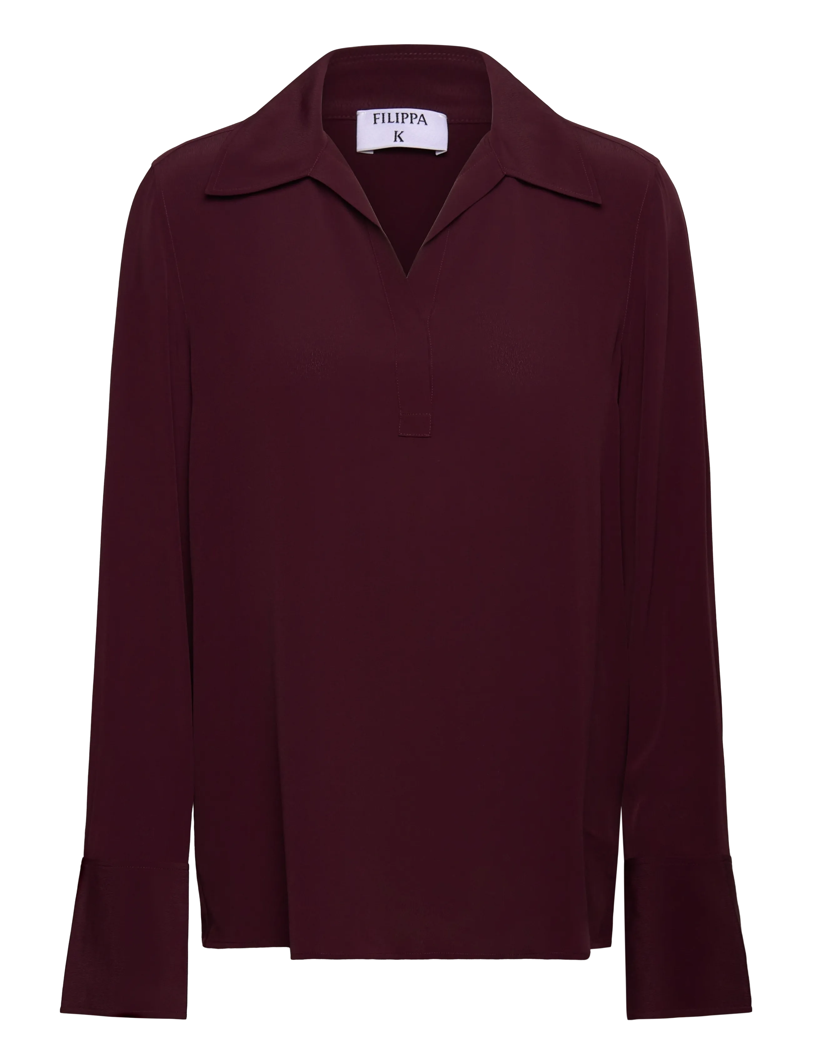Half Placket Blouse - DARK BURGUNDY