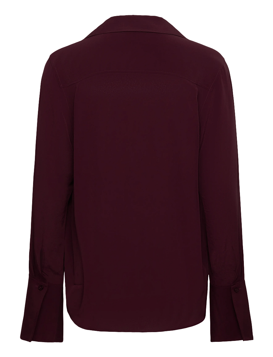 Filippa K - Half Placket Blouse - langärmelige blusen - dark burgundy - 1