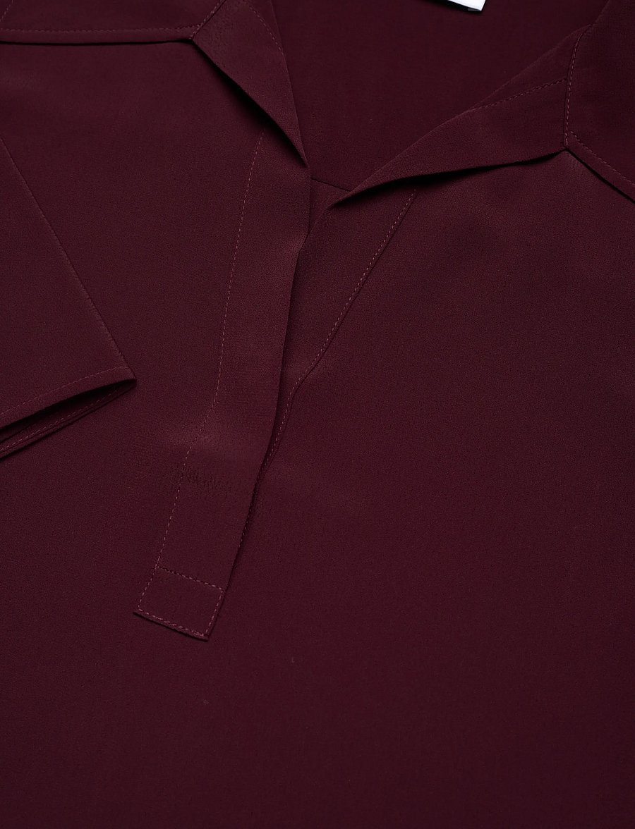Filippa K - Half Placket Blouse - langärmelige blusen - dark burgundy - 2