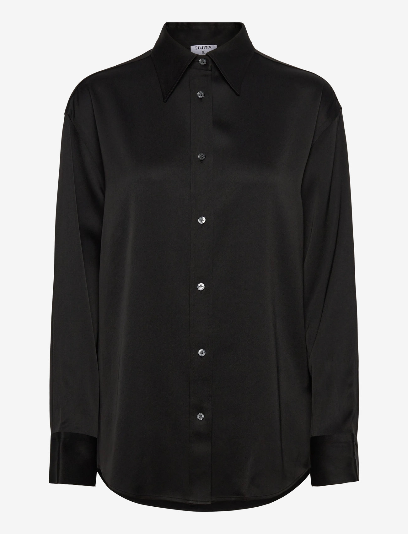Filippa K - Satin Shirt - långärmade blusar - black - 0