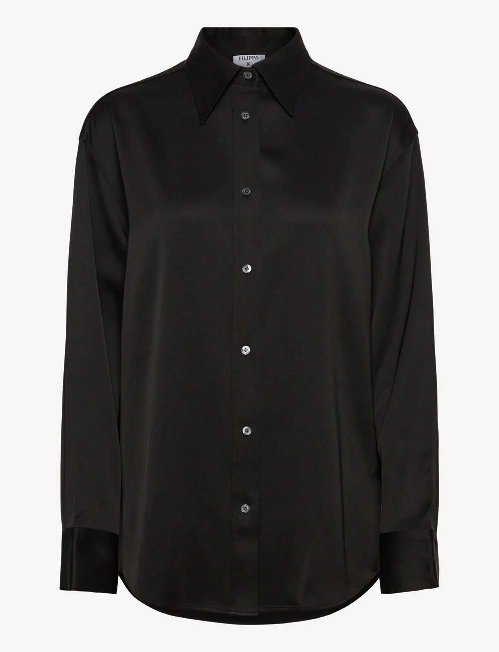 Filippa K - Satin Shirt - långärmade blusar - black - 0