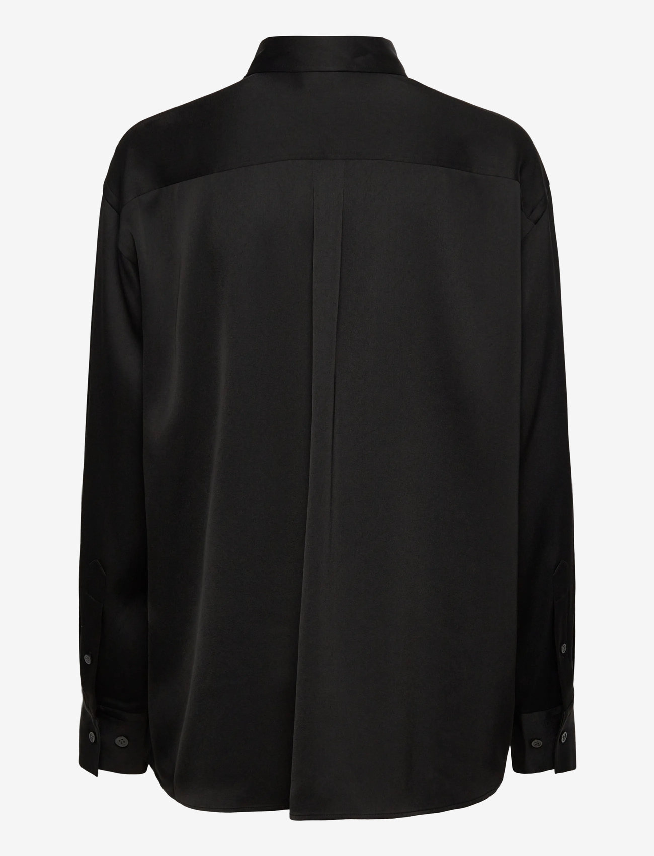 Filippa K - Satin Shirt - långärmade blusar - black - 1