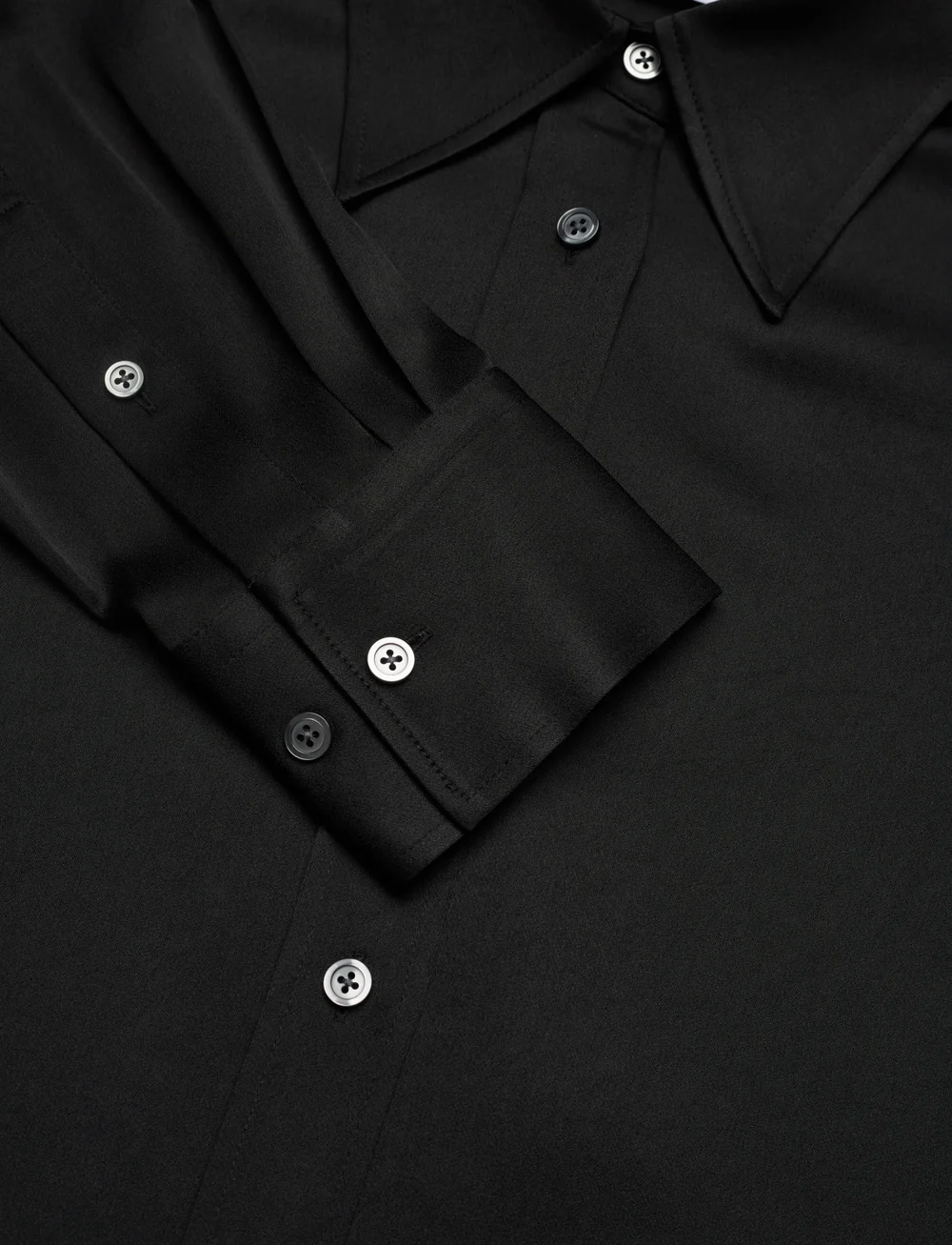 Filippa K - Satin Shirt - långärmade blusar - black - 2