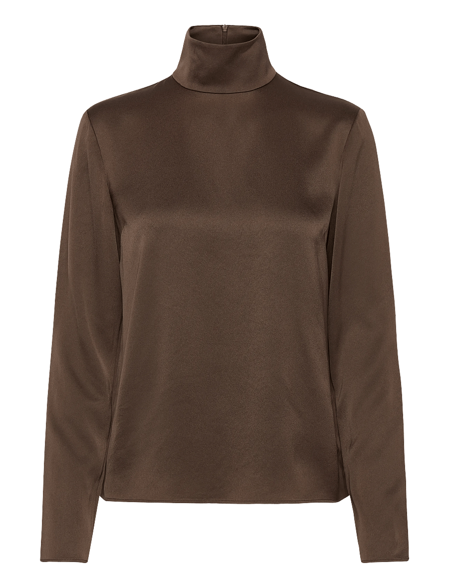 Filippa K - Satin Shirt - långärmade blusar - black - 0