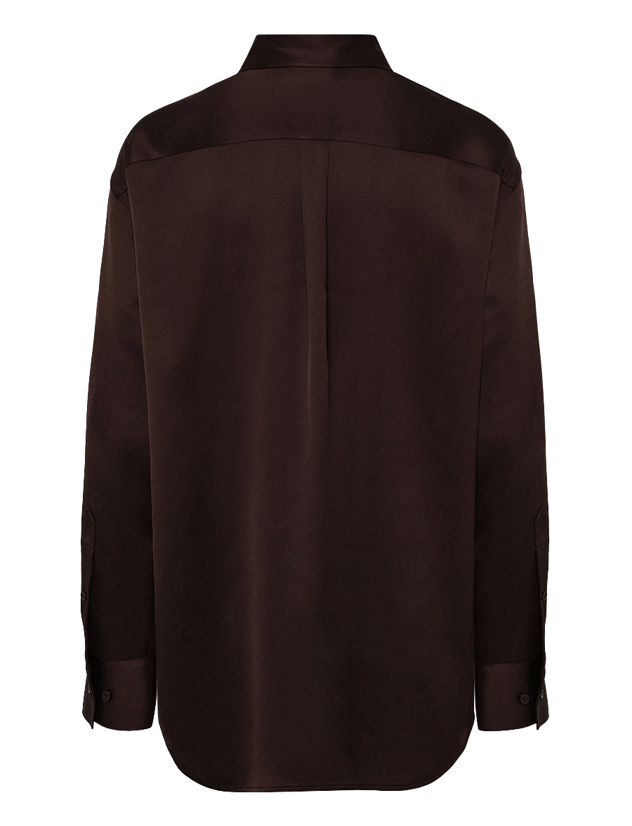 Filippa K - Satin Shirt - pikkade varrukatega pluusid - dark chocolate - 1