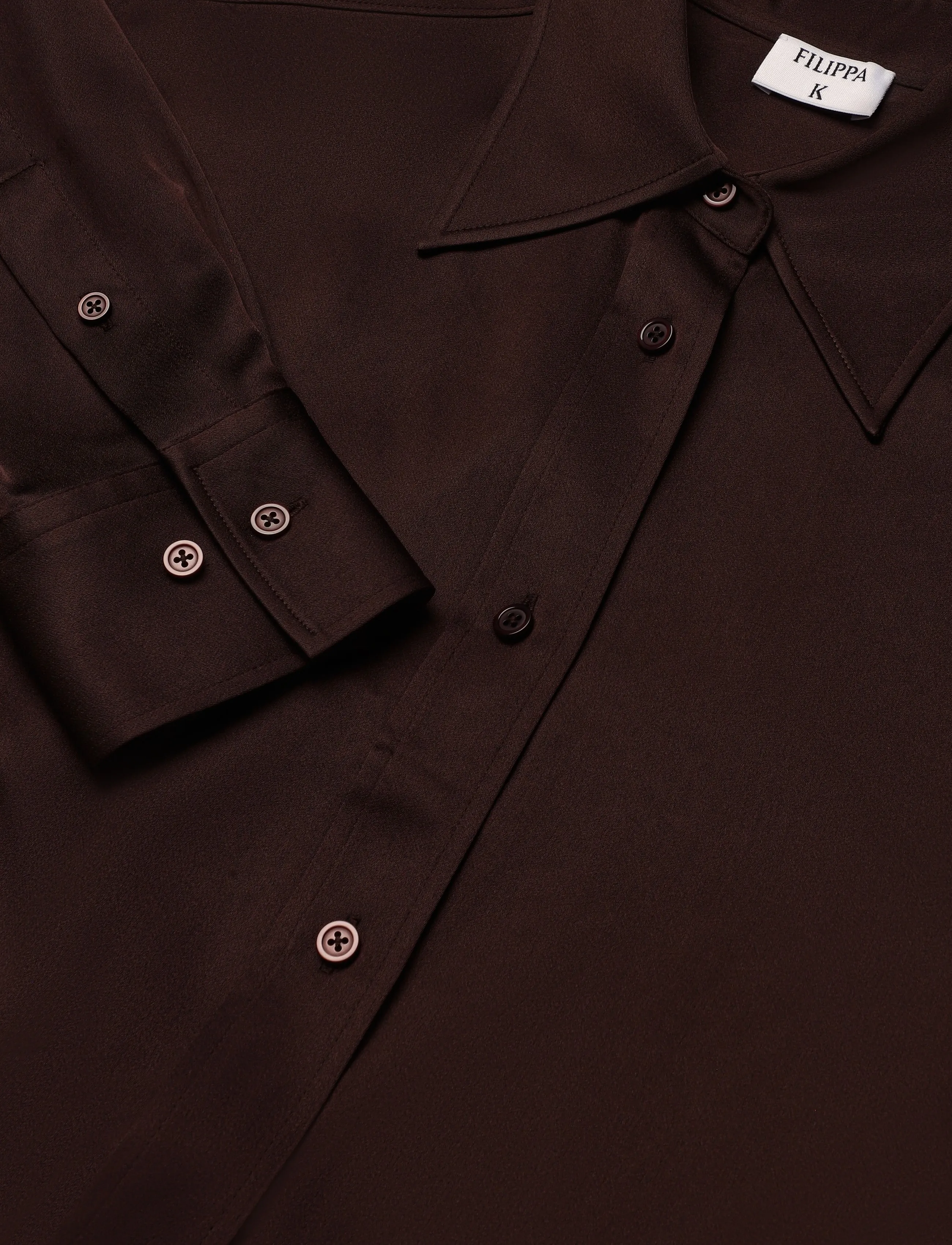 Filippa K - Satin Shirt - pikkade varrukatega pluusid - dark chocolate - 2