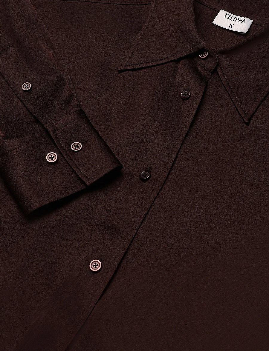Filippa K - Satin Shirt - pikkade varrukatega pluusid - dark chocolate - 2