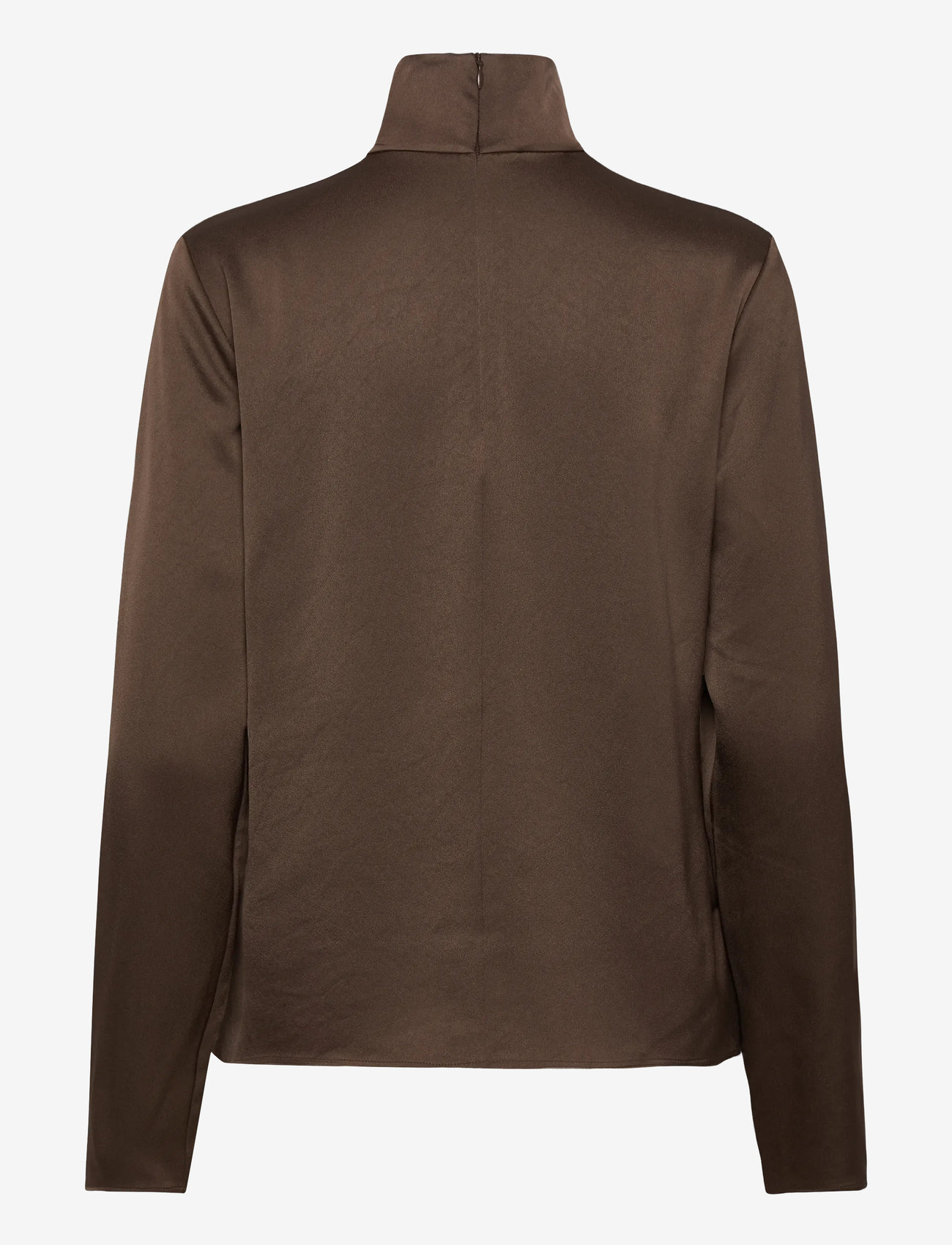 Filippa K - Turtleneck Satin Blouse - jeansskjortor - oak brown - 1
