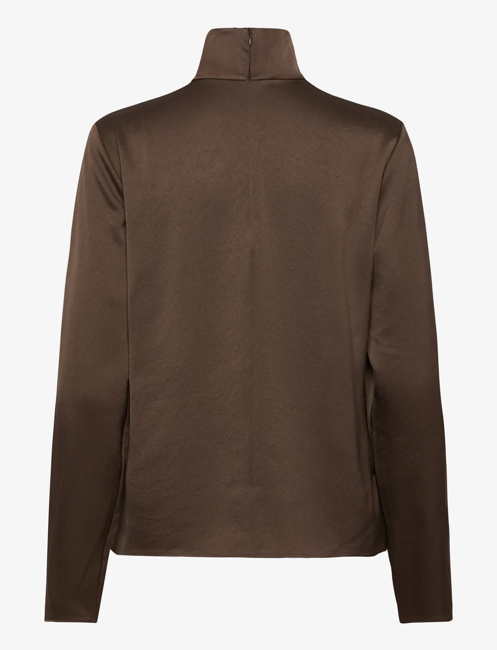Filippa K - Turtleneck Satin Blouse - denimskjorter - oak brown - 1