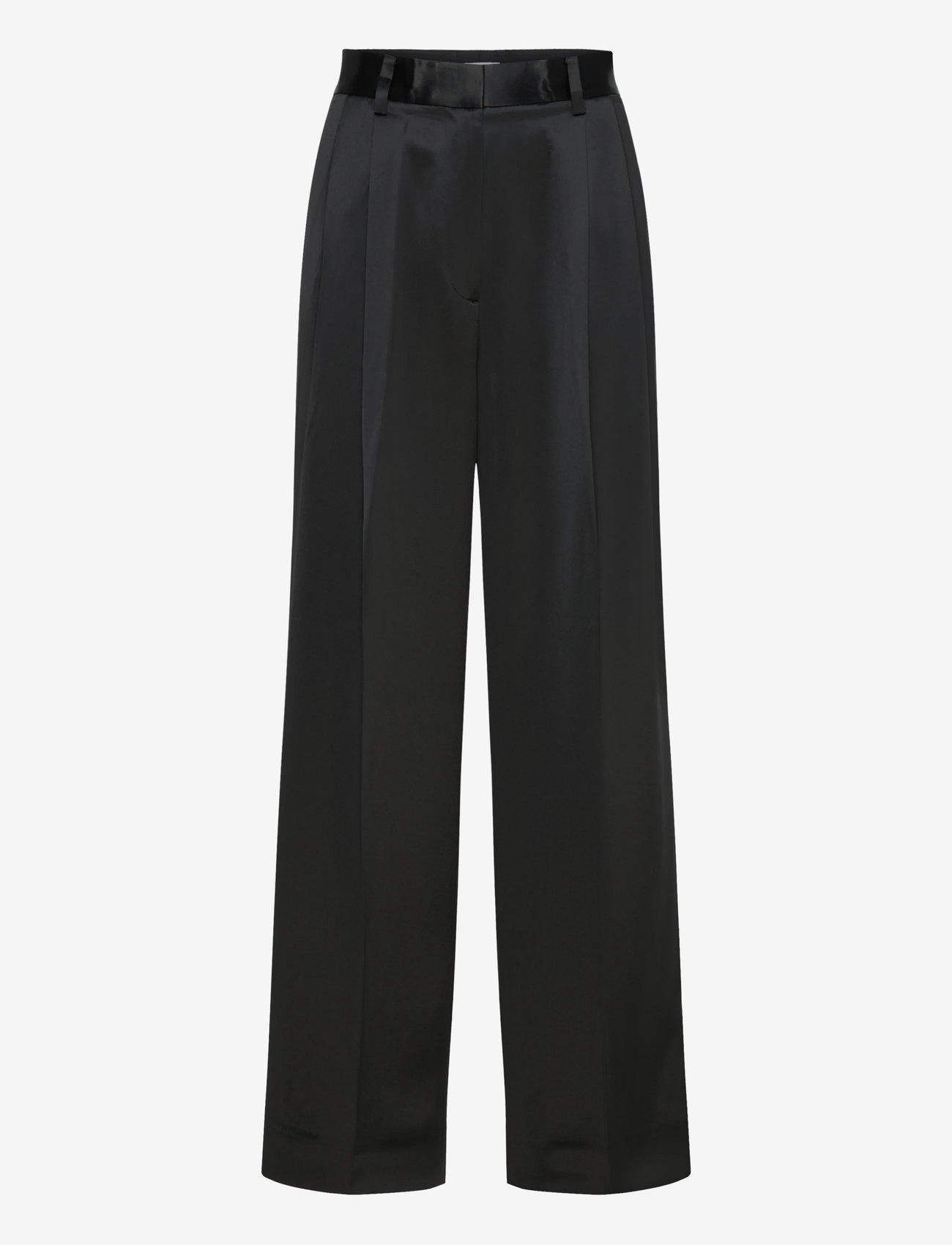 Filippa K - Darcey Satin Trousers - hosen mit weitem bein - black - 0