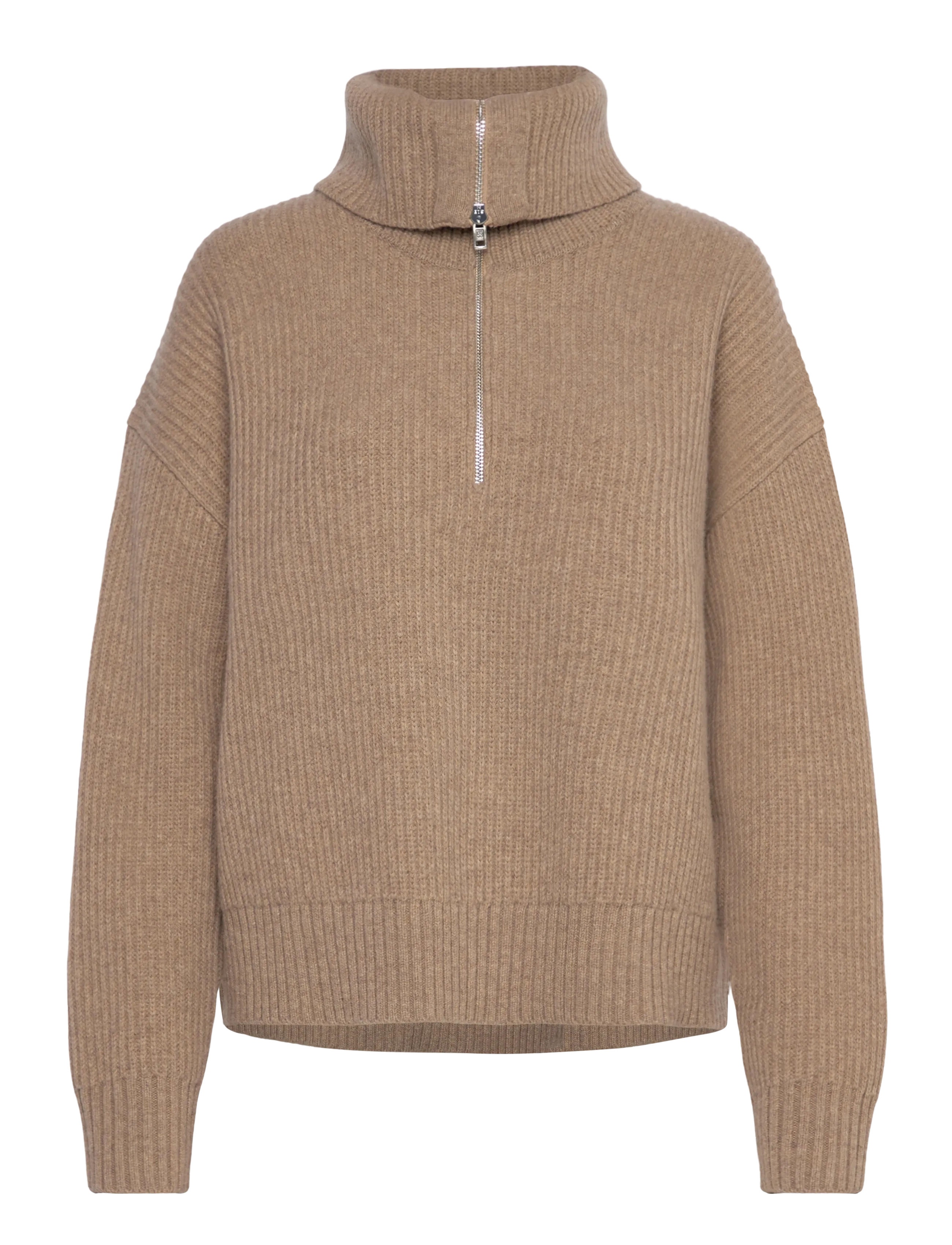Filippa K - Ribbed Wool Half Zip Sweater - sandstone - 2
