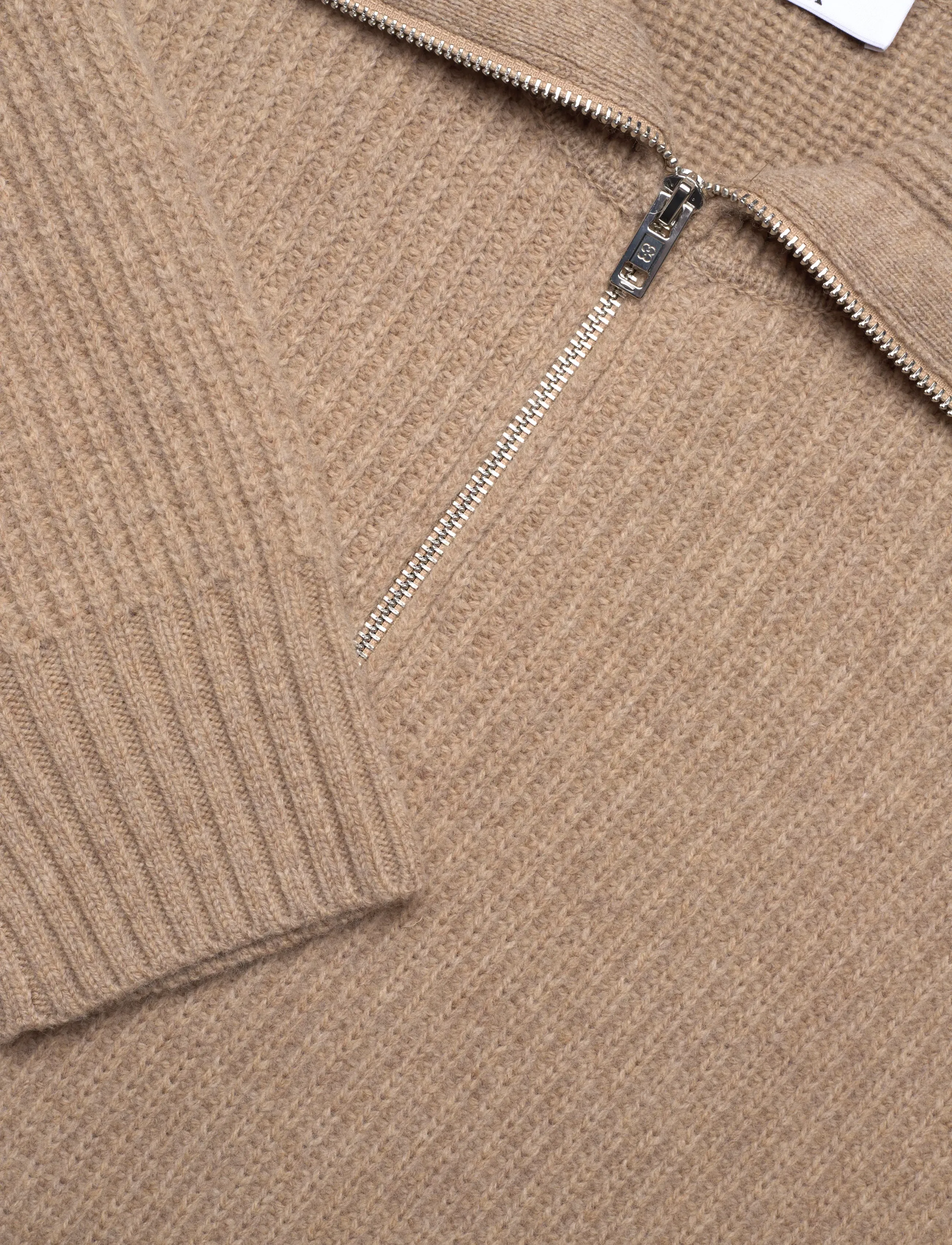 Filippa K - Ribbed Wool Half Zip Sweater - sandstone - 3