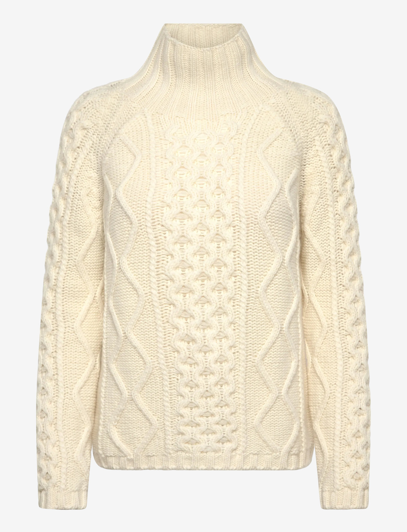Filippa K - Wool Cable Knit Sweater - polotröjor - cream white - 0
