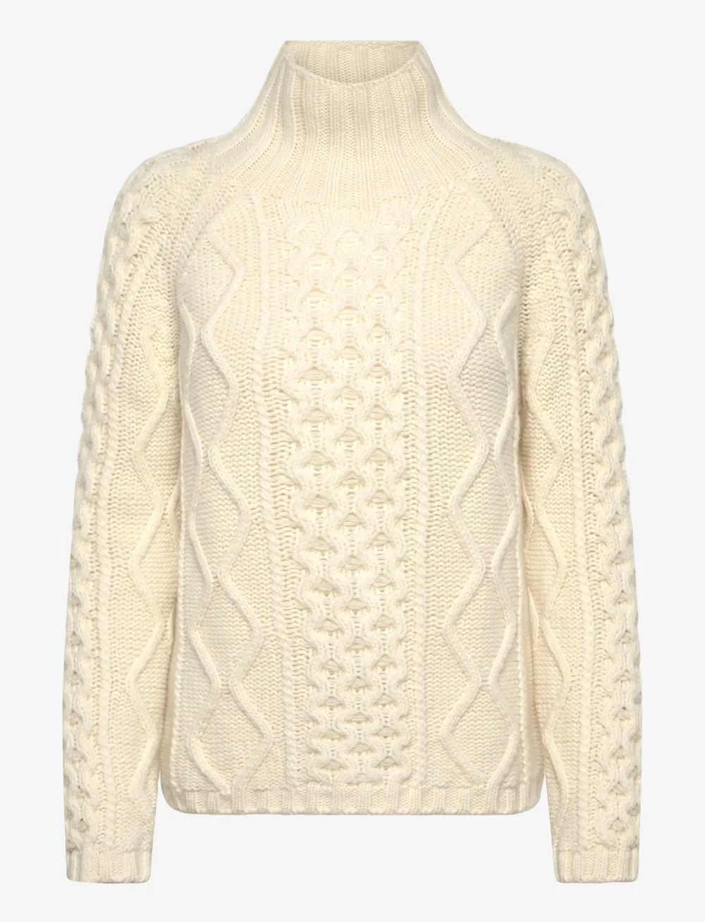 Filippa K - Wool Cable Knit Sweater - turtlenecks - cream white - 0