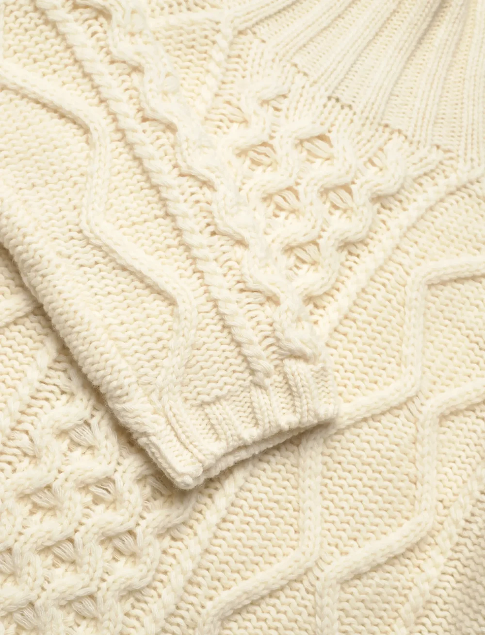 Filippa K - Wool Cable Knit Sweater - turtlenecks - cream white - 2