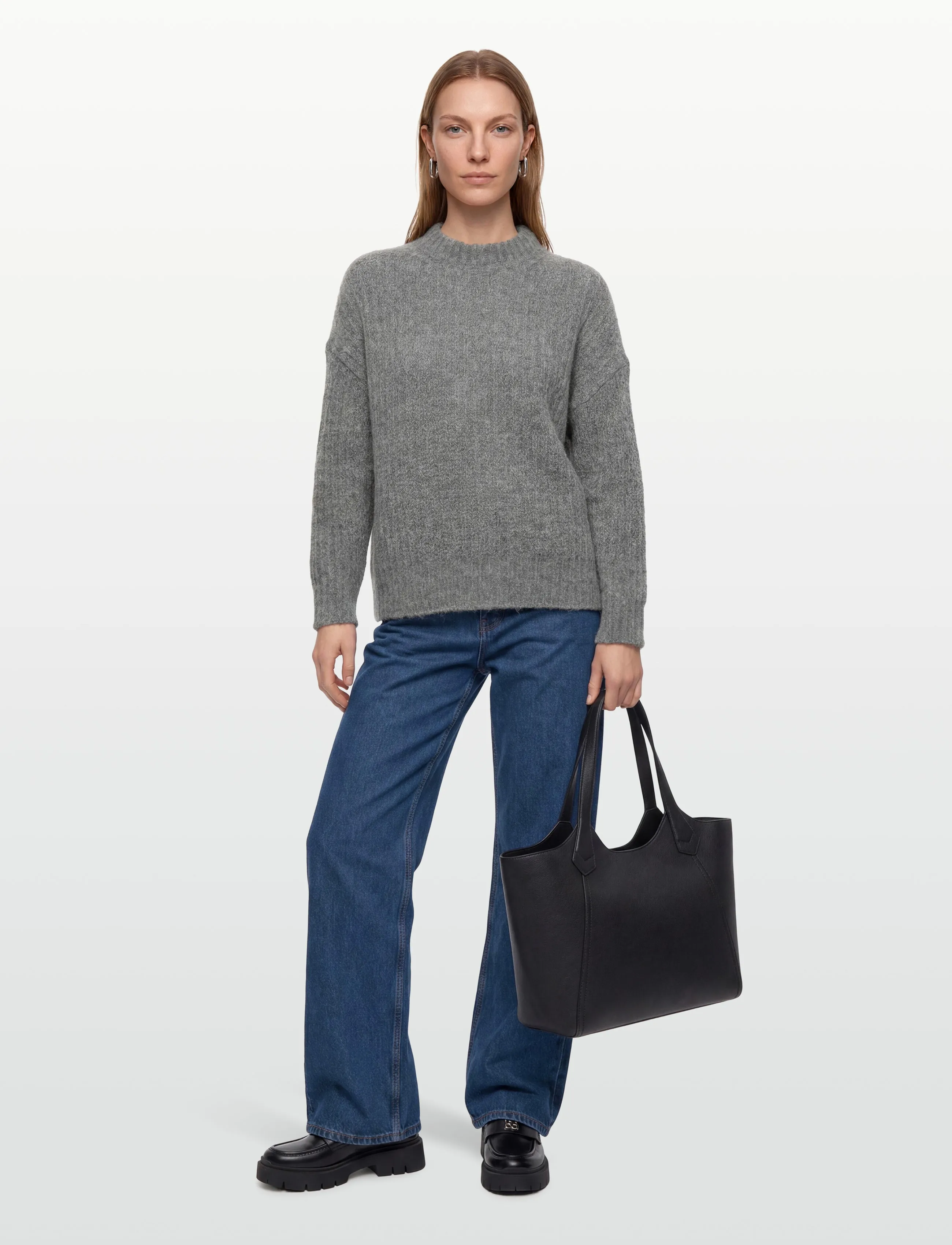 Filippa K - Soft Alpaca Sweater - stickade tröjor - grey melange - 0