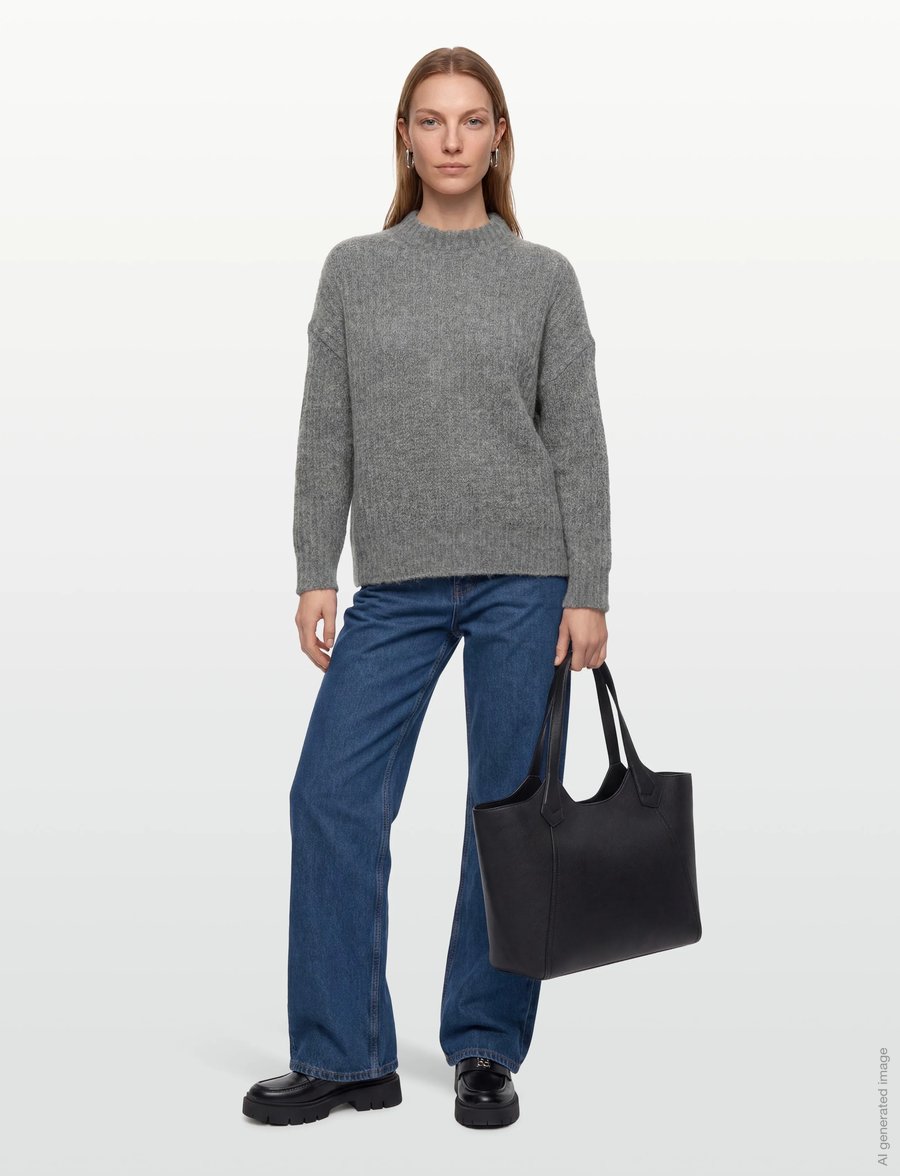 Filippa K - Soft Alpaca Sweater - stickade tröjor - grey melange - 0