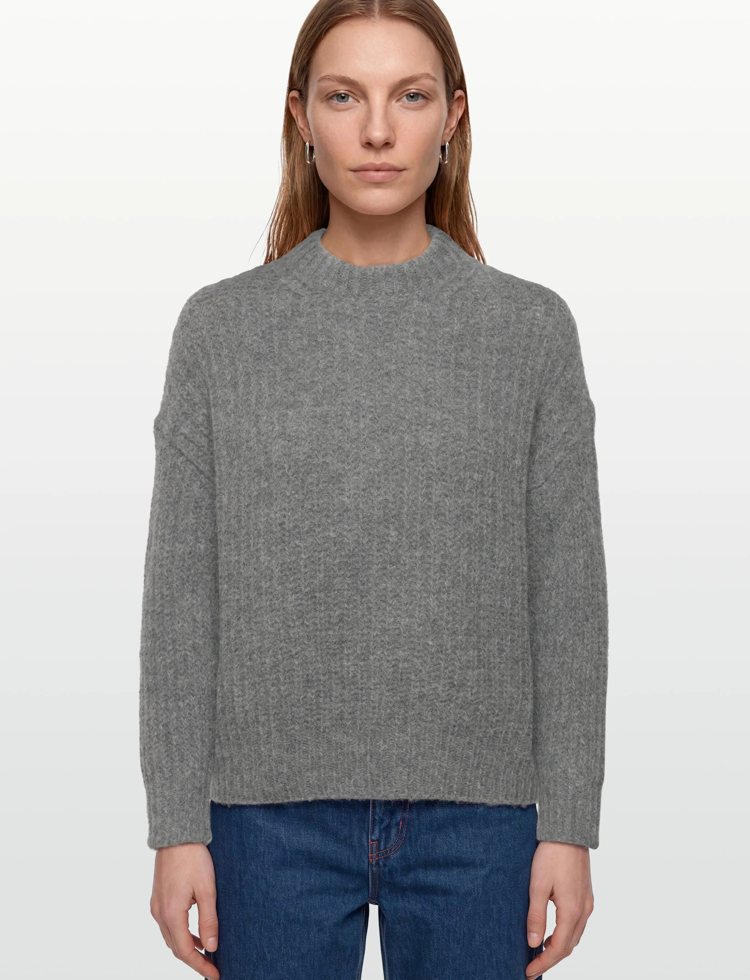 Filippa K - Soft Alpaca Sweater - stickade tröjor - grey melange - 3