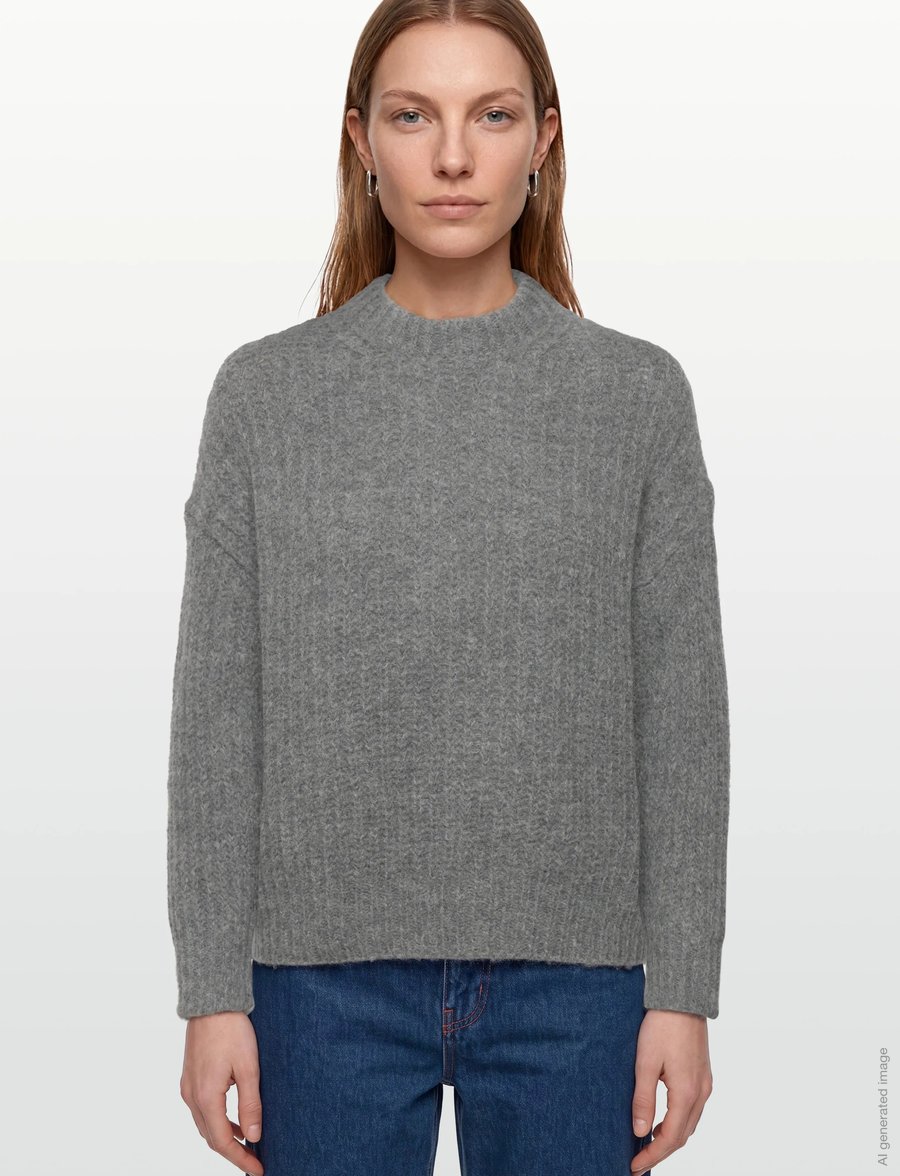 Filippa K - Soft Alpaca Sweater - stickade tröjor - grey melange - 3