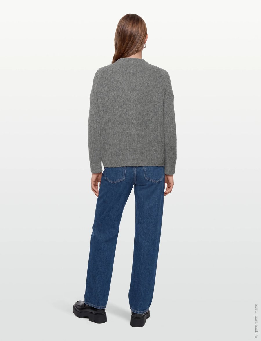 Filippa K - Soft Alpaca Sweater - stickade tröjor - grey melange - 4