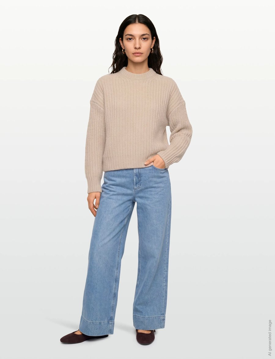 Filippa K - Soft Alpaca Sweater - stickade tröjor - light beige - 0