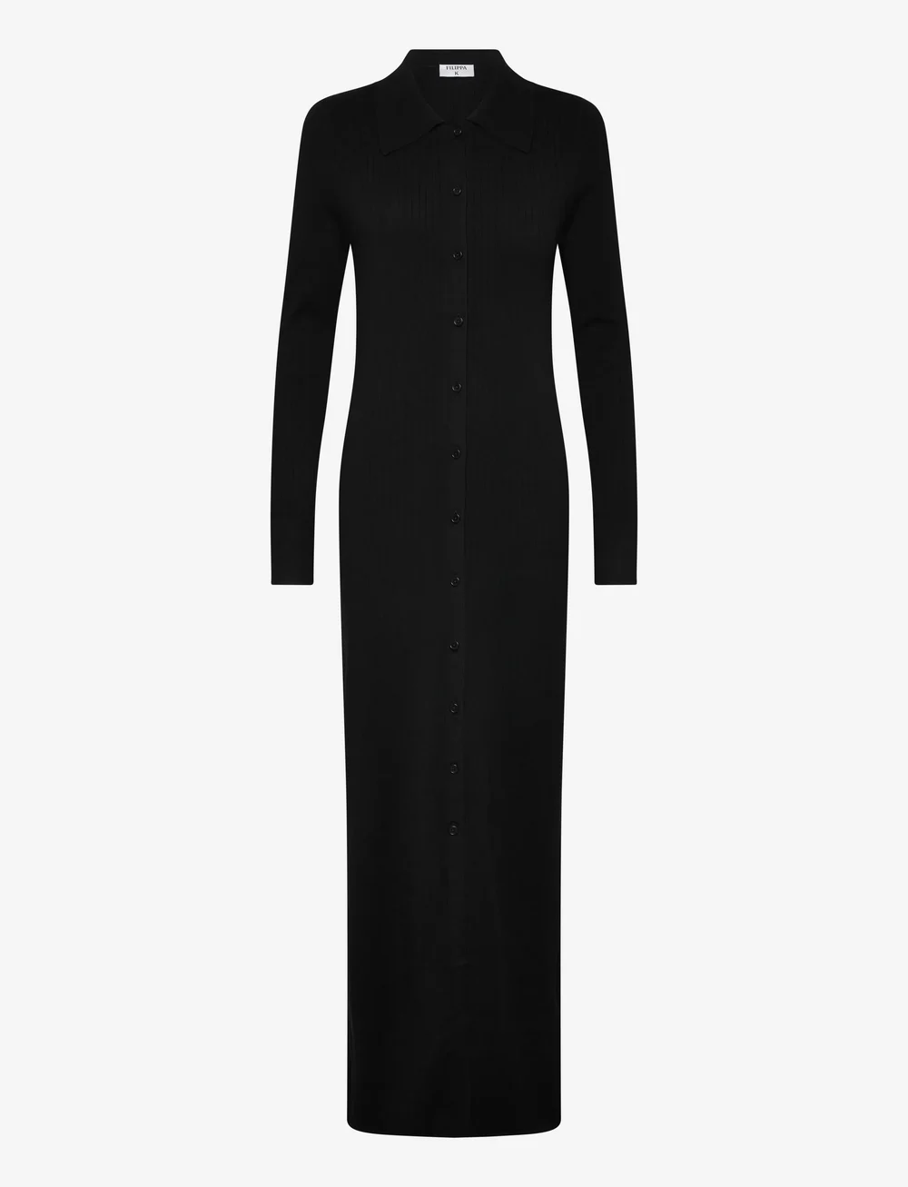 Filippa K - Ribbed Knit Shirt Dress - maxikjoler - black - 0