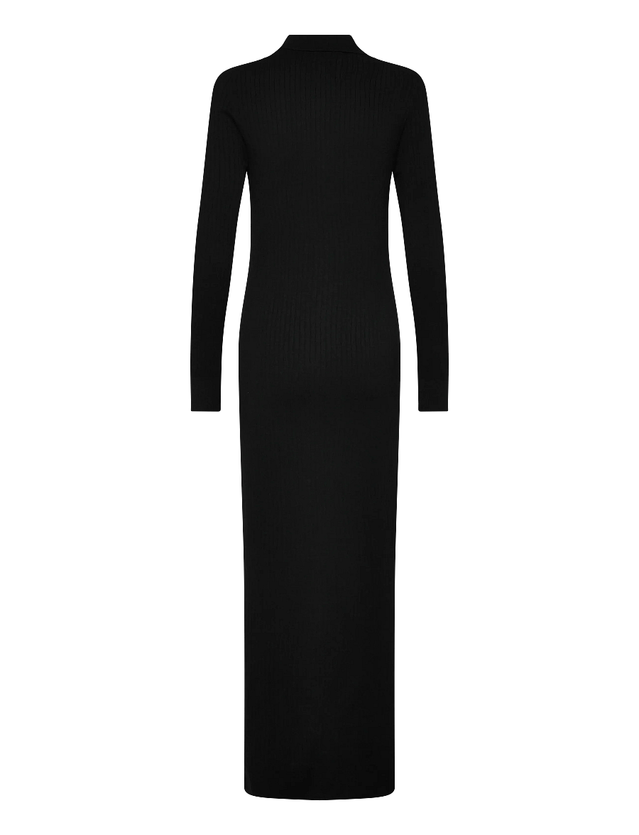 Filippa K - Ribbed Knit Shirt Dress - knitted dresses - black - 1